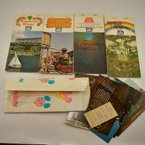 Disney World Postcard Books Hotels, Magic Kingdom, Bag 1972 Vintage Ephemera